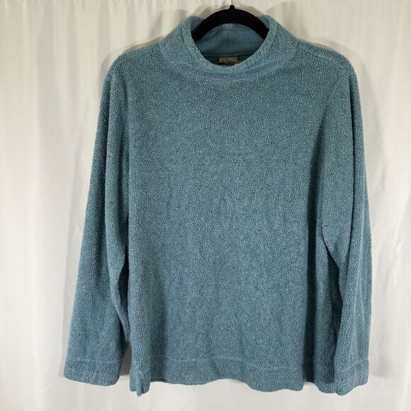 LL Bean Fleece Women's Medium Blue Pullover Turtleneck Long Sleeve - Picture 1 of 11
